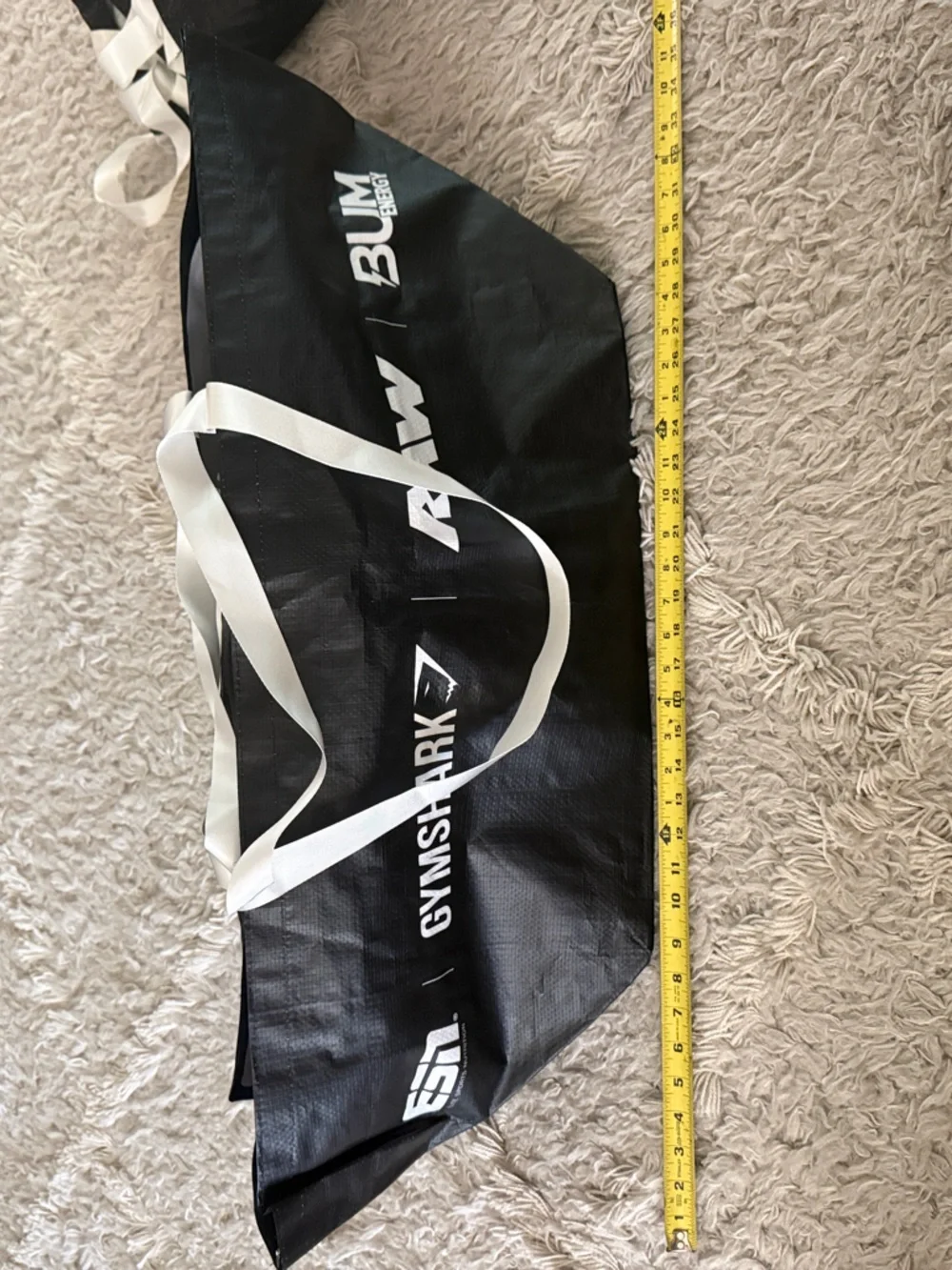 Gymshark Black Tote Bag with White Handles and Logos